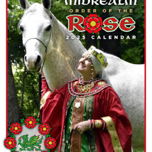 woman in Russian medieval clothes with a white horse