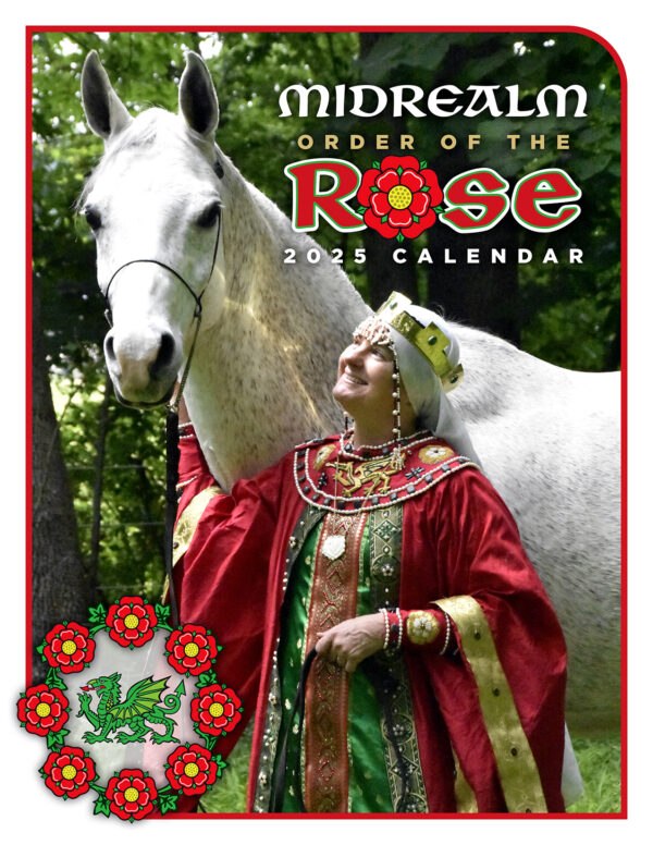 woman in Russian medieval clothes with a white horse